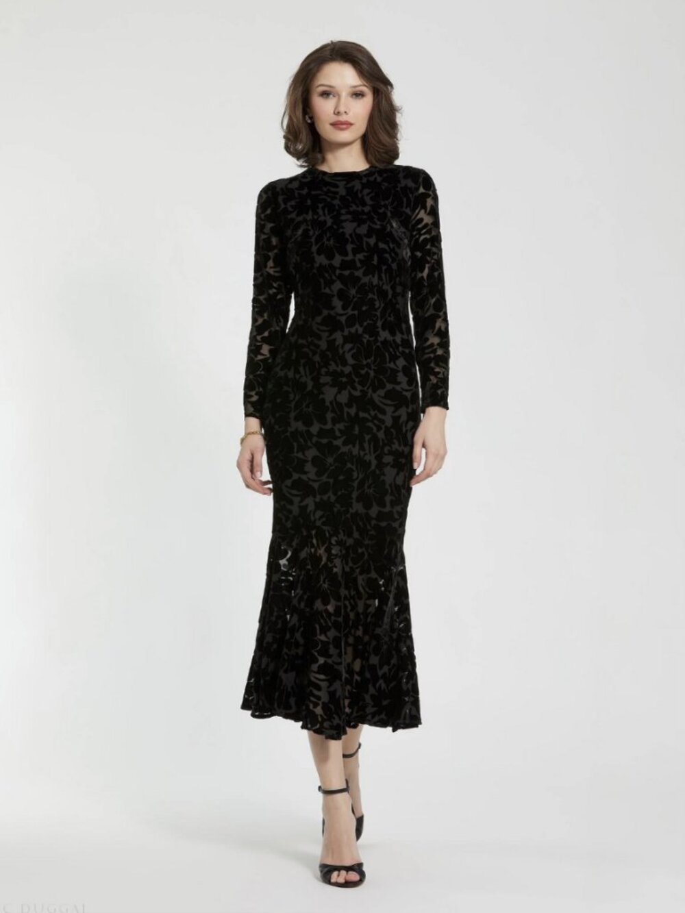 Mac Duggal burnout velvet fall gown